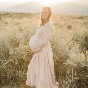 Pinkblush Pink V-Neck Bishop Sleeve Sundress